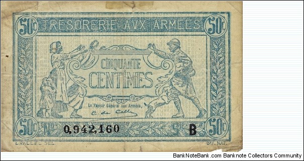 FRANCE 50 Centimes
(Military Note) Banknote