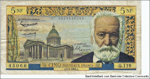 FRANCE 5 New Francs
1964 Banknote