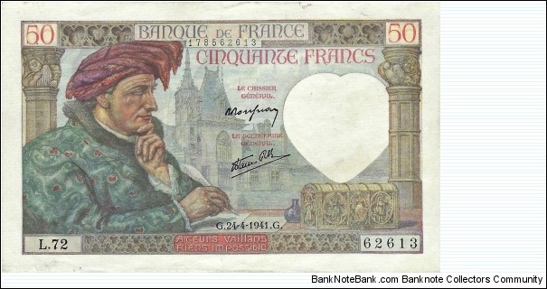 FRANCE 50 Francs
1941 Banknote