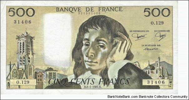FRANCE 500 Francs
1981 Banknote