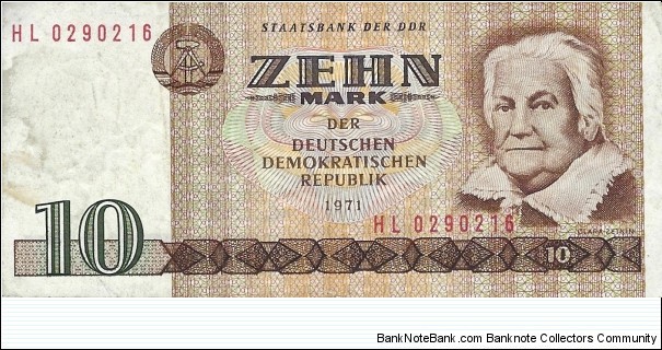 GERMAN DEMOCRATIC REPUBLIC
10 Mark
1971
 Banknote