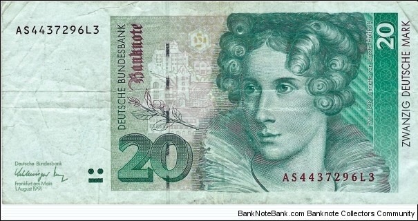 GERMANY
20 Deutsche Mark
1991 Banknote