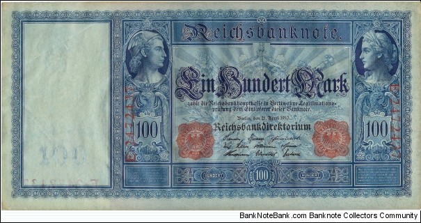 GERMAN EMPIRE
100 Mark
1910 Banknote