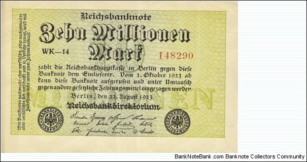 GERMANY
10,000,000 Mark
1923 Banknote