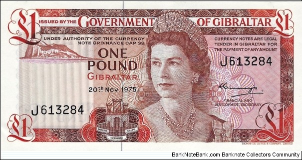 GIBRALTAR 1 Pound
1975 Banknote