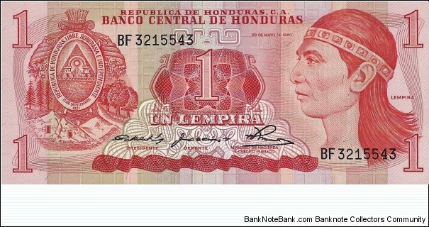 HONDURAS 1 Lempira
1980 Banknote