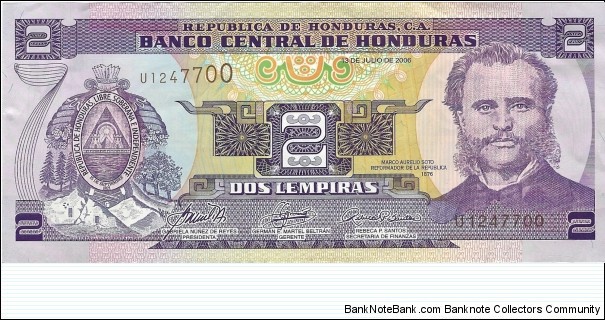 HONDURAS 2 Lempiras
 Banknote