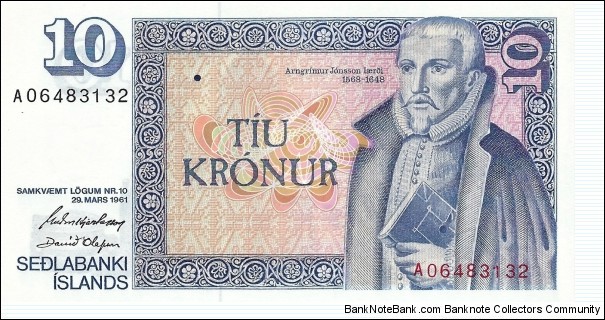 ICELAND 10 Kronur Banknote