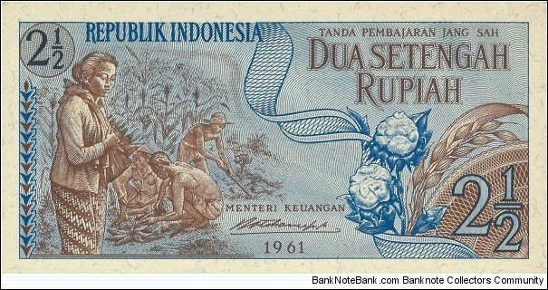 INDONESIA 2-1/2 Rupiah
1961 Banknote