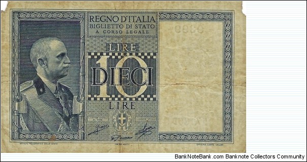 ITALY 10 Lire
1939 Banknote