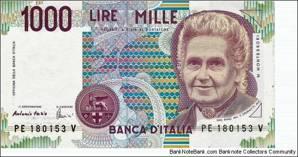 ITALY 1000 Lire
1990 Banknote