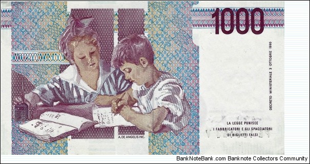 Banknote from Italy year 1990