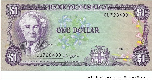 JAMAICA 1 Dollar
1989 Banknote