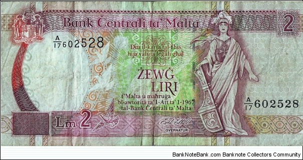 Malta N.D. 2 Pounds. Banknote