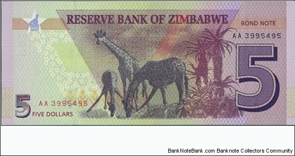 Banknote from Zimbabwe year 2016