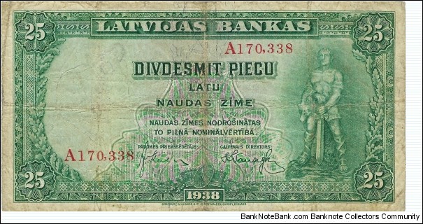 LATVIA 25 Latu
 Banknote