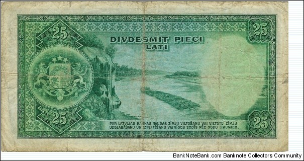 Banknote from Latvia year 1938