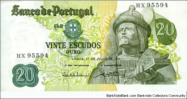 20 $ - Portuguese escudo Banknote