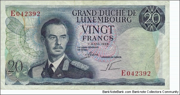 LUXEMBOURG 20 Francs
1966 Banknote