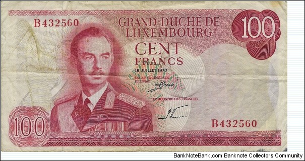 LUXEMBOURG 100 Francs
 Banknote