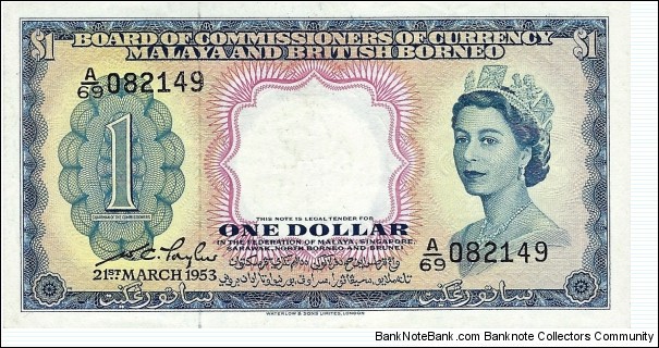 MALAYA AND BRITISH BORNEO 1 Dollar
1953 Banknote
