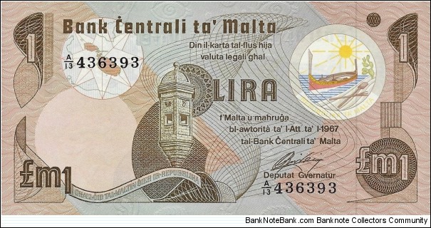 MALTA 1 Lira
1979 Banknote