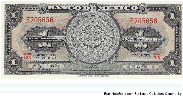 MEXICO 1 Peso
1970 Banknote