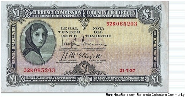 Ireland 1937 1 Pound.

King George VI was the last King of Ireland from 1936 to 1949. Banknote