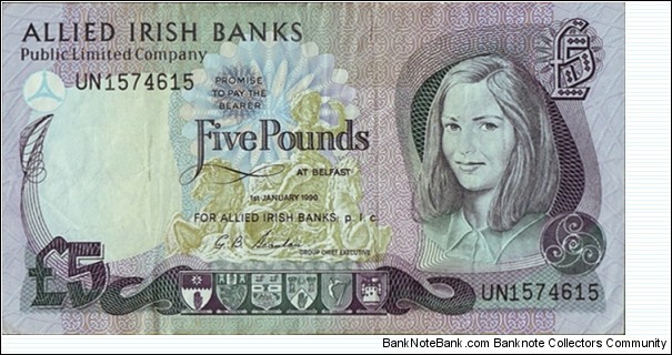 Ulster (Northern Ireland) 1990 5 Pounds. Banknote