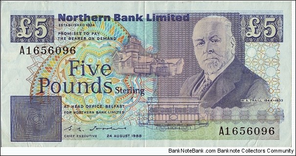 Ulster (Northern Ireland) 1988 5 Pounds. Banknote