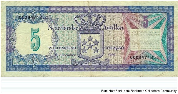 Banknote from Netherlands Antilles year 1980