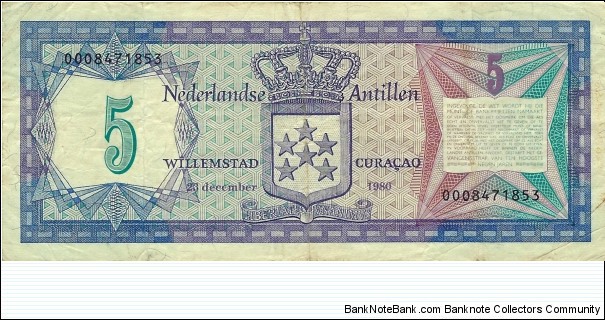 Banknote from Netherlands Antilles year 1980