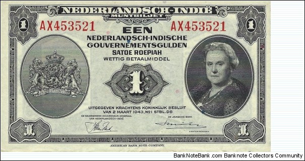 NETHERLANDS INDIES
1 Gulden
1943 Banknote