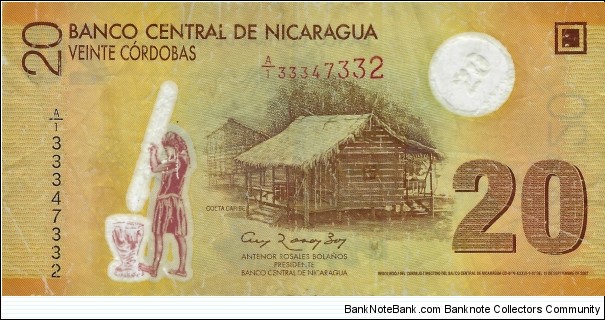 NICARAGUA 20 Cordobas
 Banknote