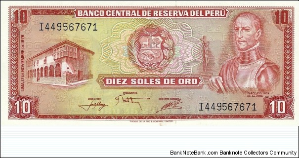 PERU 10 Soles De Oro Banknote