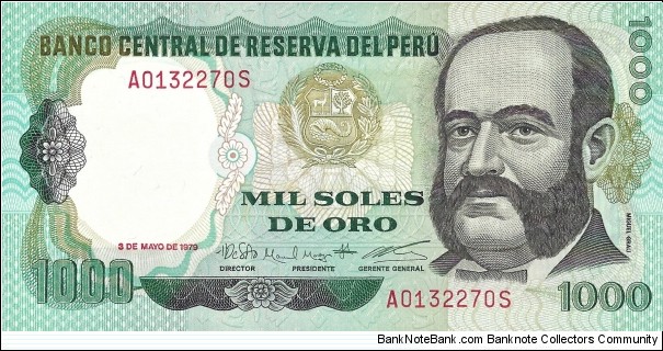 PERU 1000 Soles De Oro
1979 Banknote