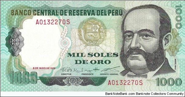 PERU 1000 Soles De Oro
 Banknote