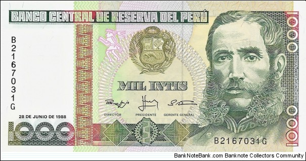 PERU 1000 Intis Banknote