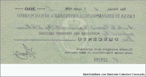 Banknote from San Marino year 1976