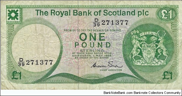 SCOTLAND 1 Pound
1986
(The Royal Bank of Scotland plc) Banknote