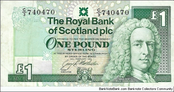 SCOTLAND 1 Pound
1993
(The Royal Bank of Scotland plc) Banknote