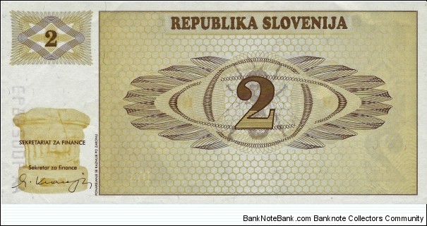 SLOVENIA 2 Tolarja Banknote