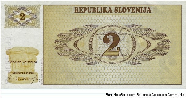 SLOVENIA 2 Tolarja
1990 Banknote