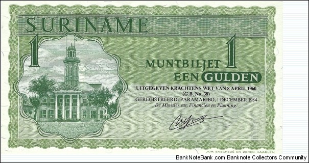 SURINAME 1 Gulden Banknote
