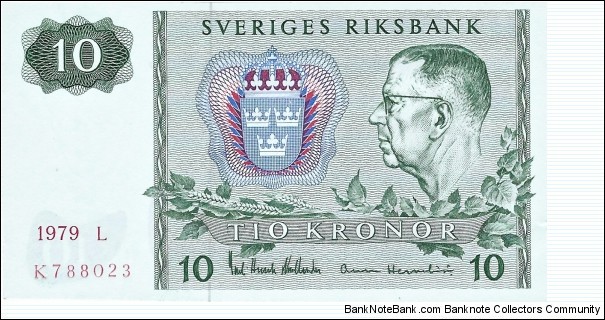 SWEDEN 10 Kronor
1979 Banknote