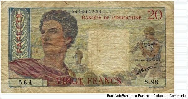 TAHITI 20 Francs
 Banknote