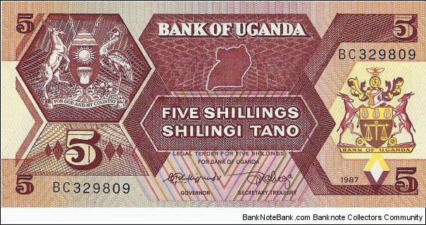 UGANDA 5 Shillings
1987 Banknote