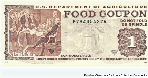 USA 1 Dollar
1992B
(US Dept. of Agriculture Food Coupon) Banknote