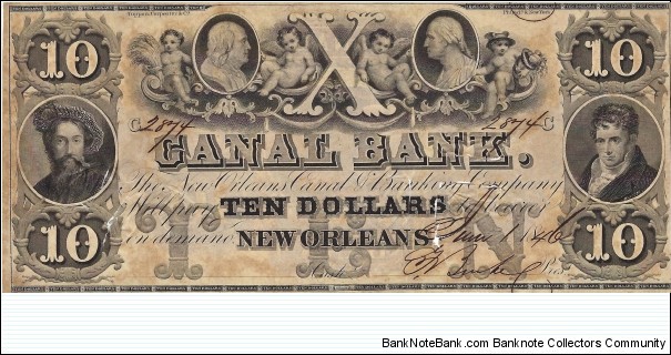 CANAL BANK 10 Dollars
 Banknote