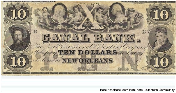 CANAL BANK 10 Dollars
1850
Unissued Banknote